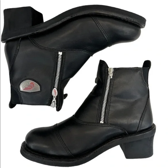 Red Wing Women’s Double Zip Black Leather Motorcycle Boots - Picture 3 of 16